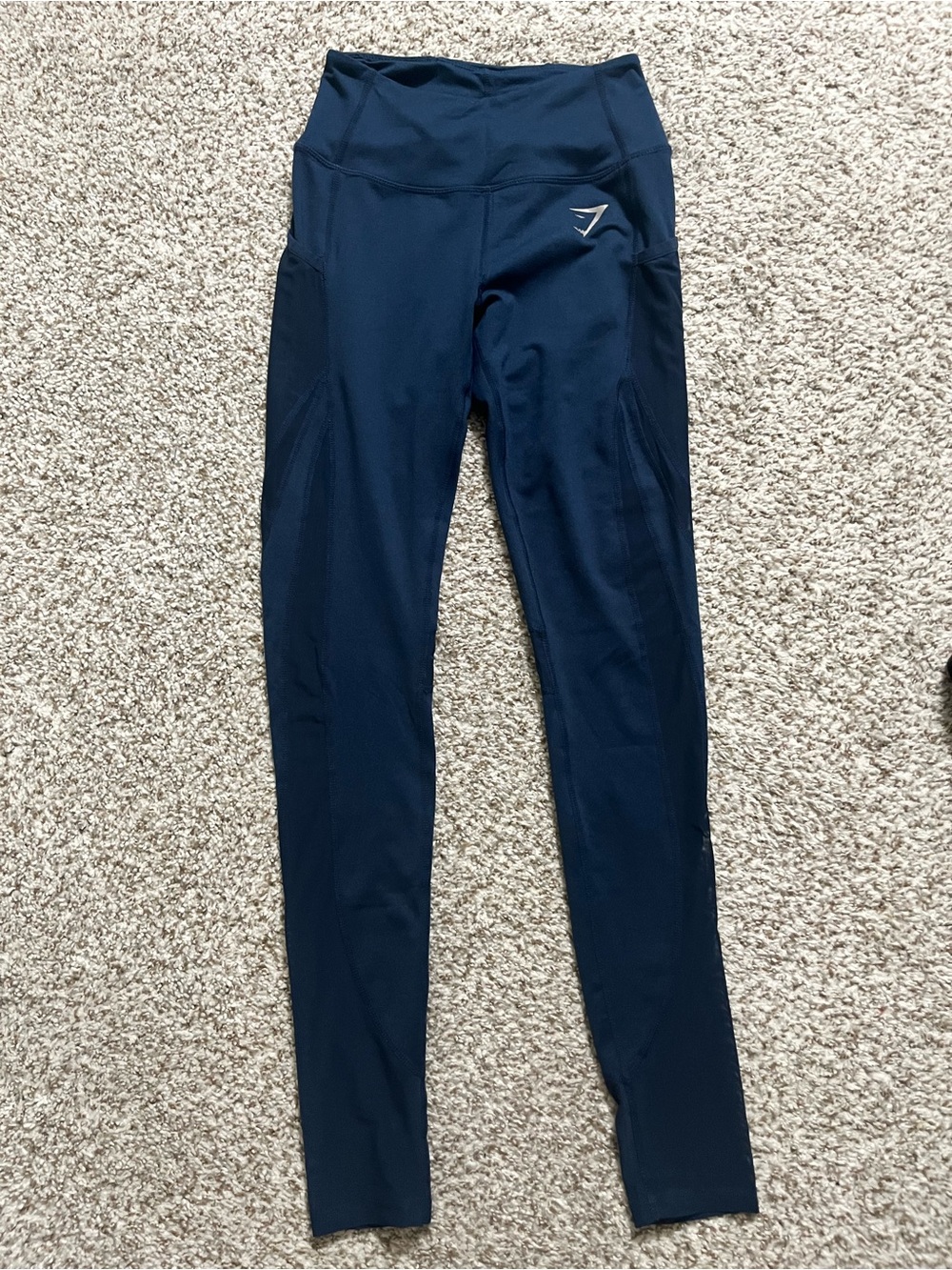 Gymshark Kids Navy High-Waist Performance Leggings with Logo